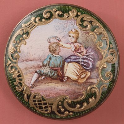 Enamelled and gilt button, French, mid-19th century by French School